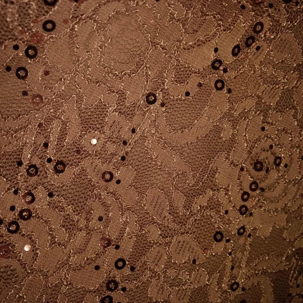 La Scala Mocha Lace Open Back Gown Small - image 4